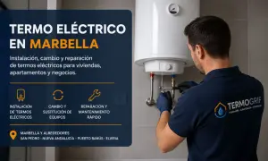 Técnico realiza mantenimiento termo eléctrico en Marbella. Instalación, cambio y reparación de termos eléctricos.