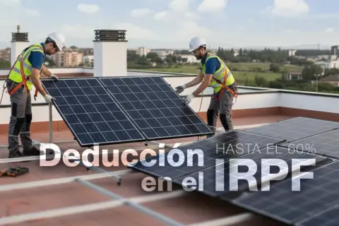 Instalación de paneles solares en tejado. Deducción por eficiencia energética en el IRPF hasta el 60%.