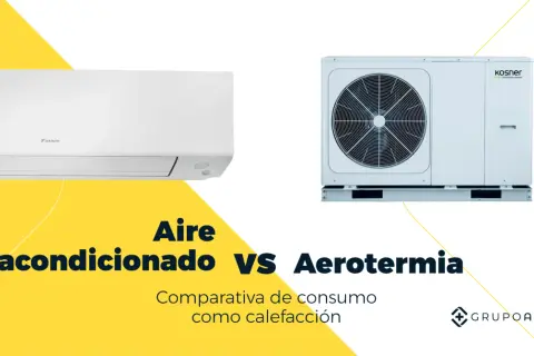 Unidad interior de aire acondicionado Daikin y unidad exterior de aerotermia Kosner. Comparativa de consumo como calefacción.