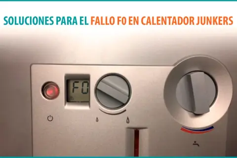 Panel de control de un calentador Junkers con error "F0" en pantalla.