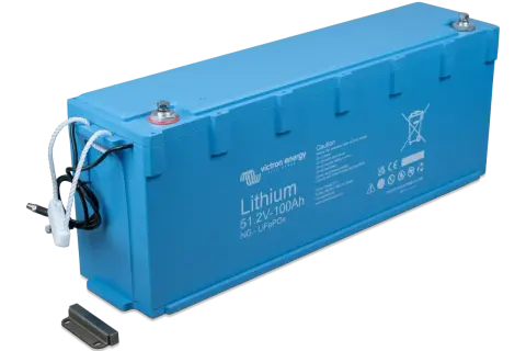 Batería de litio Victron Energy 51.2V-100Ah, ideal para descarga profunda.