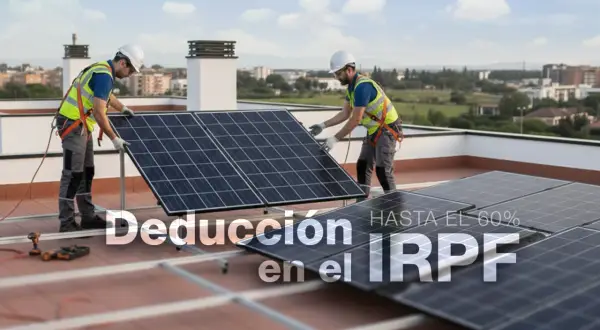 Instalación de paneles solares en tejado. Deducción por eficiencia energética en el IRPF hasta el 60%.