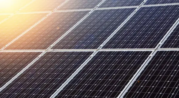 Primer plano de placas solares mas eficientes capturando la luz del sol.