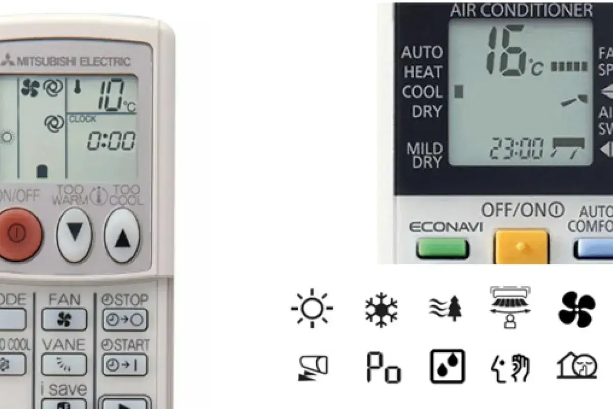 Controles de aire acondicionado Mitsubishi Electric. El modo 