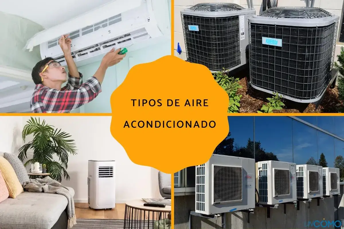 Explora los distintos tipos de aire acondicionado: instalaci&oacute;n de split, unidades exteriores, port&aacute;til en sala y unidades de ventana.