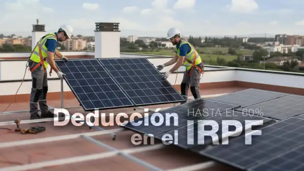 Instalación de paneles solares en tejado. Deducción por eficiencia energética en el IRPF hasta el 60%.