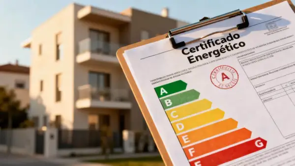 Certificado energético de una vivienda en el País Vasco, con escala de eficiencia de A a G.