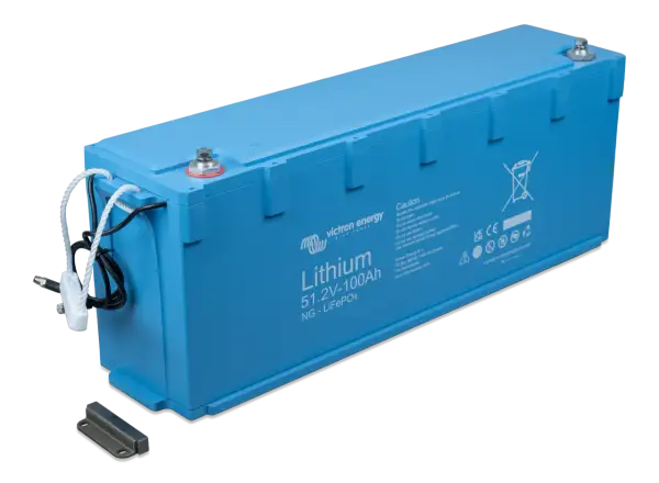 Batería de litio Victron Energy 51.2V-100Ah, ideal para descarga profunda.